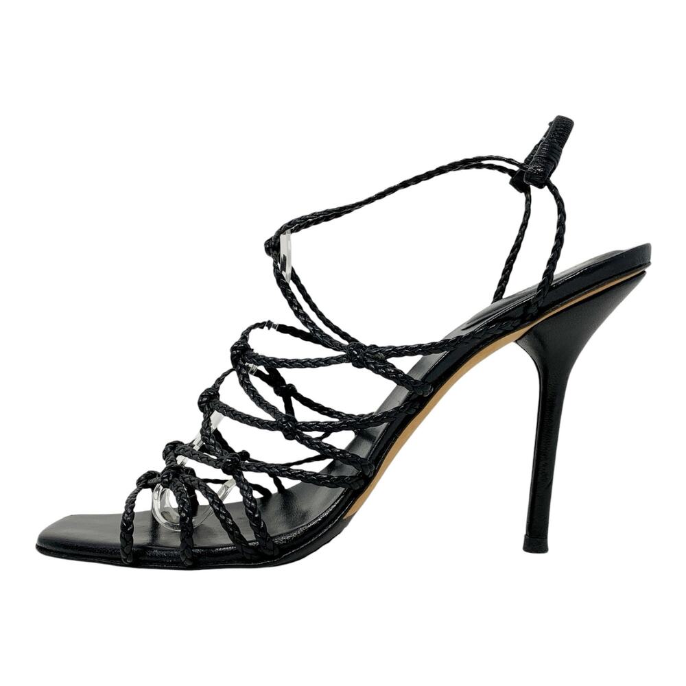Gucci Black Strappy Heels Braided Leather Sandals 8.5B Y2K Tom Ford